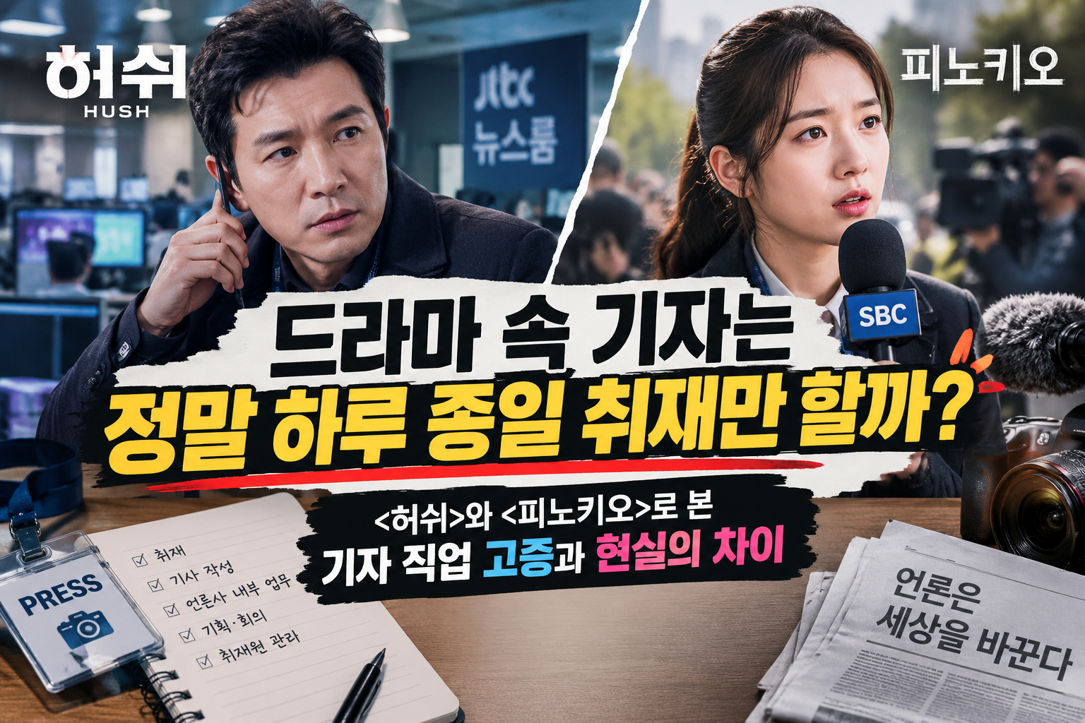 "허쉬"와 "피노키오"로 기자 직업 고증과 현실차이